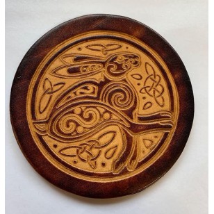 Celtic Hare - Leather Coaster (pair)